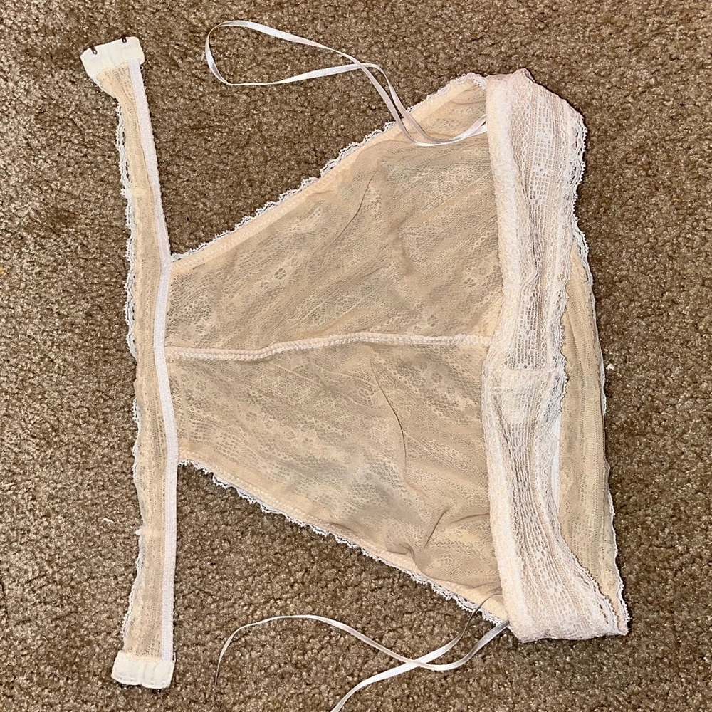 Signature White and nude high neck open back bralette